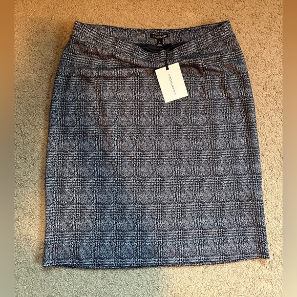 New Pencil Skirt pull on gray Houndstooth Plaid Stretch Size XL Jersey 41Hawthor - Picture 3 of 12